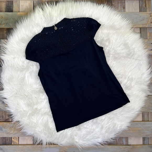 Gorgeous [Tommy Hilfiger] Classic Cap Sleeve NWT Navy Blue Lace Blouse | Medium - Picture 11 of 12